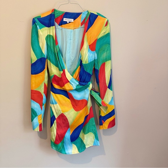 WeWoreWhat Vibrant Blue and Green Mini Dress - Picture 3 of 10